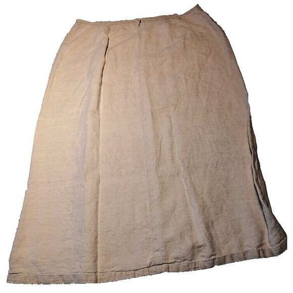 Lands End Skirt Womens 18 Linen A-Line Neutral Beige Rear Zip Coastal Beach - Picture 2 of 6